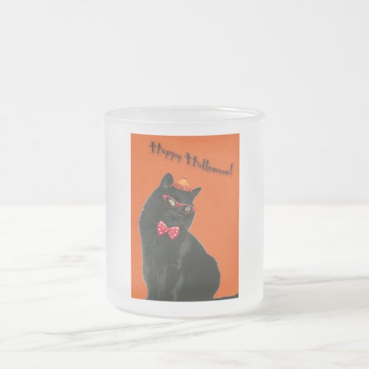 Halloween Black Cat Glass Mok Rasset (Center)