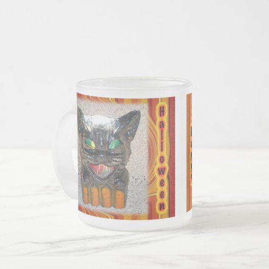 Halloween Black Cat Glass Mok Rasset (Voorkant links)