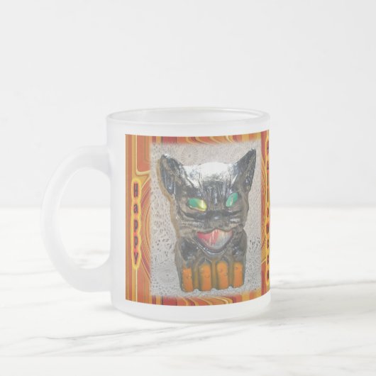 Halloween Black Cat Glass Mok Rasset (Links)