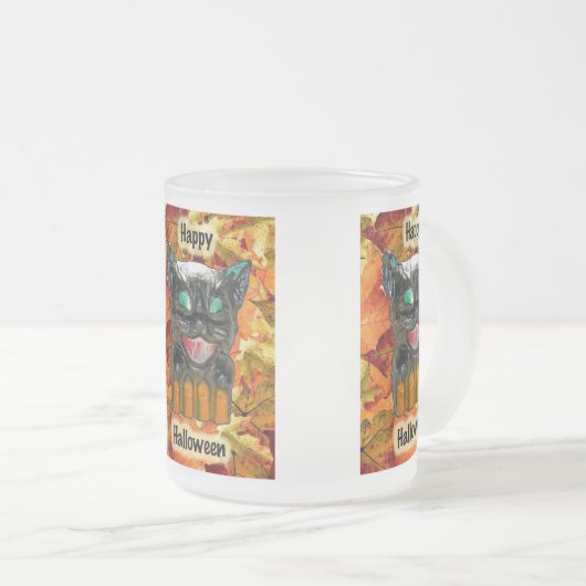 Halloween Black Cat Glass Mok Rasset (Voorkant rechts)