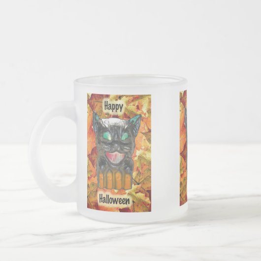 Halloween Black Cat Glass Mok Rasset (Links)