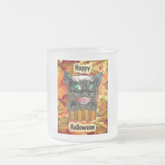 Halloween Black Cat Glass Mok Rasset (Center)