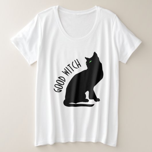 Halloween Black Cat Good Witch Grote Maat T-shirt (Design voorkant)