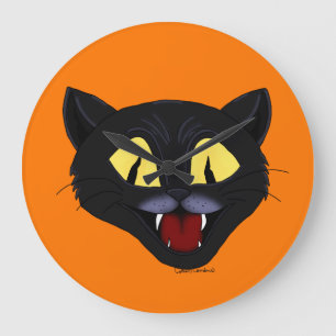 Halloween Black Cat  Grote Klok
