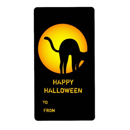 Halloween Black Cat Happy Halloween Gift Label (Voorkant)