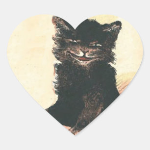  HALLOWEEN Black Cat Hart Sticker