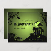 Halloween Black Cat Haunted House Kaart (Voorkant / Achterkant)