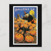 Halloween Black Cat, heks en pompoen Briefkaart (Voorkant)
