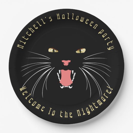 Halloween Black Cat Hissing Fun Slogan Paper Bord (Voorkant)