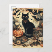 Halloween Black Cat Holiday Feestdagenkaart (Voorkant / Achterkant)