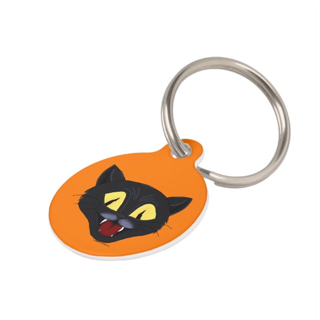 Halloween Black Cat  Huisdierpenning (Zijkant)