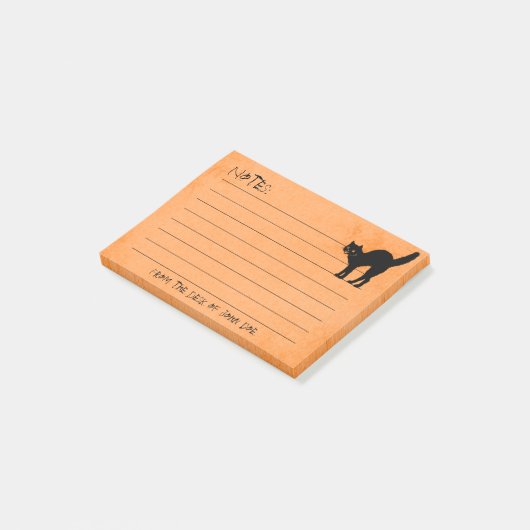 Halloween Black Cat Iconic Silhouette Sinaasappel Post-it® Notes (Schuin)