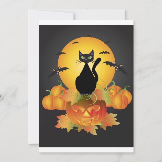Halloween Black Cat Invitation Kaart (Voorkant)