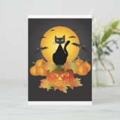 Halloween Black Cat Invitation Kaart (Staand voorkant)