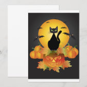 Halloween Black Cat Invitation Kaart (Voorkant / Achterkant)