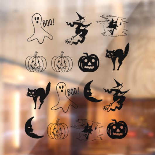 Halloween black cat jack o lantaarns spookheks raamsticker (Vel 2)