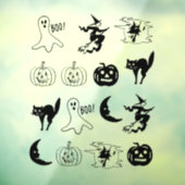 Halloween black cat jack o lantaarns spookheks raamsticker (Vel 3)
