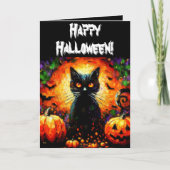 Halloween Black Cat & Jack-O-Lanterns gepersonalis Kaart (Voorkant)