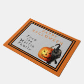 Halloween Black Cat & Jack O'Lantern, speciaal gep Deurmat (Schuin)