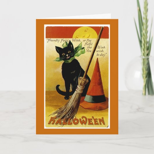 Halloween Black Cat Kaart (Voorkant)