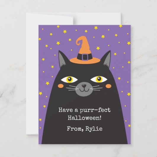 Halloween Black Cat Kaart (Voorkant)