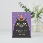 Halloween Black Cat Kaart (Staand voorkant)