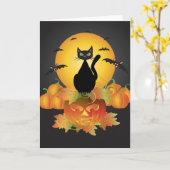 Halloween Black Cat Kaart (Gele Bloem)