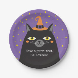 Halloween Black Cat Kaart Papieren Bordje