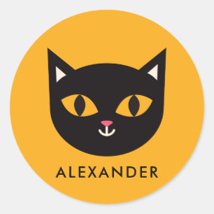 Halloween Black Cat Kinder Ronde Sticker