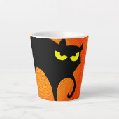 Halloween Black Cat Latte Mok (Voorkant)