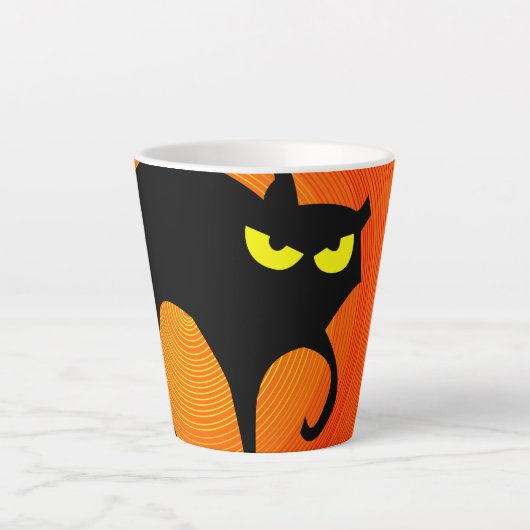 Halloween Black Cat Latte Mok (Voorkant)