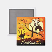 Halloween Black Cat Magneet (Voorkant / Achterkant)