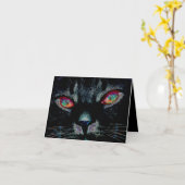 Halloween Black Cat met Fire Eyes Kaart (Gele Bloem)