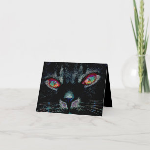 Halloween Black Cat met Fire Eyes Kaart