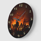 Halloween Black Cat met lumiers en vleermuizen Grote Klok (Hoek)