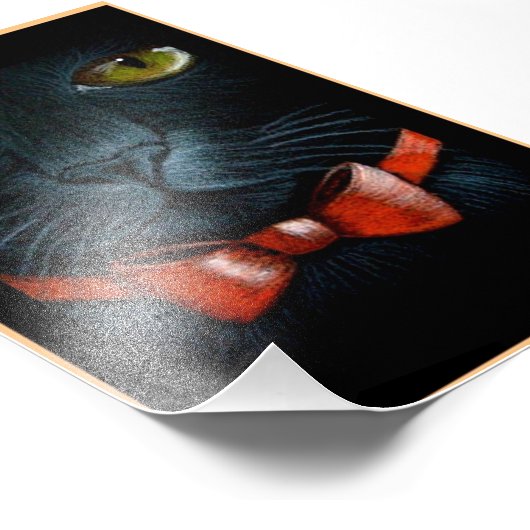 HALLOWEEN BLACK CAT MET ORANJE BOW AFDRUKKING FOTO AFDRUK (Hoek)