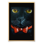 HALLOWEEN BLACK CAT MET ORANJE BOW AFDRUKKING FOTO AFDRUK (Voorkant)