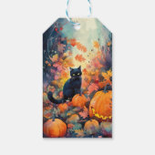 Halloween Black Cat met pompoenen eng Cadeaulabel (Achterkant)