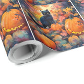 Halloween Black Cat met pompoenen eng Cadeaupapier (Rol Hoek)