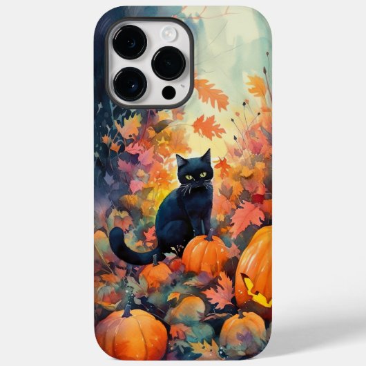 Halloween Black Cat met pompoenen eng Case-Mate iPhone Case (Achterkant)