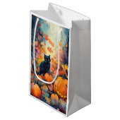 Halloween Black Cat met pompoenen eng Klein Cadeauzakje (Voorkant Gekanteld)