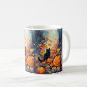 Halloween Black Cat met pompoenen eng Koffiemok (Voorkant rechts)