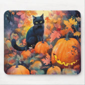 Halloween Black Cat met pompoenen eng Muismat (Voorkant)