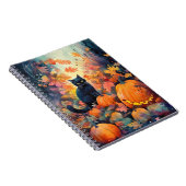 Halloween Black Cat met pompoenen eng Notitieboek (Rechterzijde)