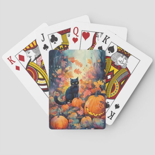Halloween Black Cat met pompoenen eng Pokerkaarten (Achterkant)