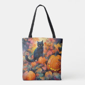 Halloween Black Cat met pompoenen eng Tote Bag (Achterkant)