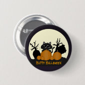 Halloween Black Cat met pompoenen in een Graveyard Ronde Button 5,7 Cm (Voorkant /achterkant)