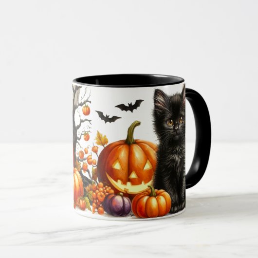 Halloween Black Cat Mok (Voorkant rechts)