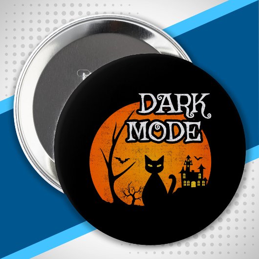 Halloween Black Cat Moon Funny Dark Mode Humor Ronde Button 4,0 Cm