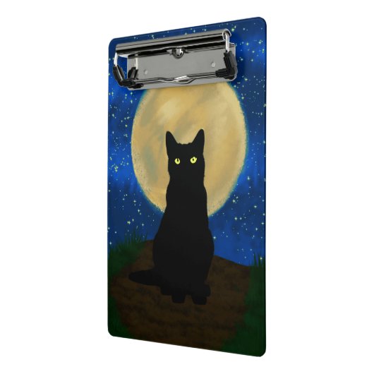 Halloween Black Cat Moonlit Silhouette  Mini Klembord (Angled2)